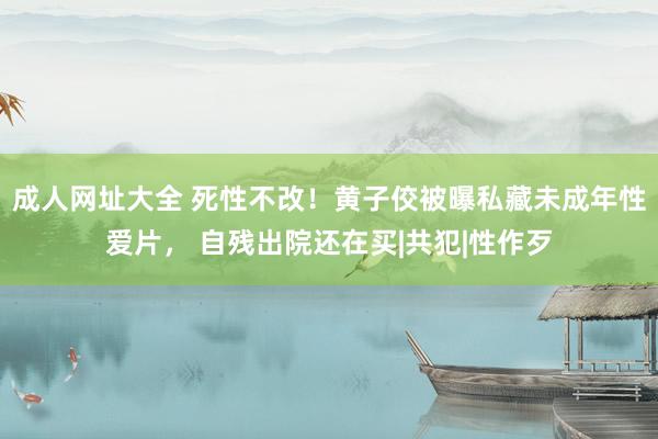 成人网址大全 死性不改！黄子佼被曝私藏未成年性爱片， 自残出院还在买|共犯|性作歹