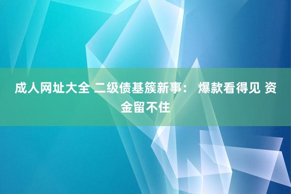 成人网址大全 二级债基簇新事： 爆款看得见 资金留不住