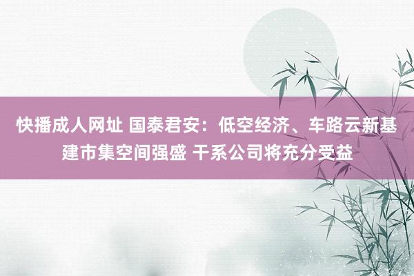 快播成人网址 国泰君安：低空经济、车路云新基建市集空间强盛 干系公司将充分受益