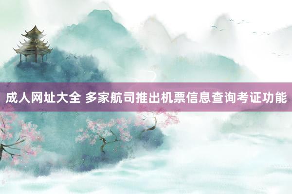 成人网址大全 多家航司推出机票信息查询考证功能