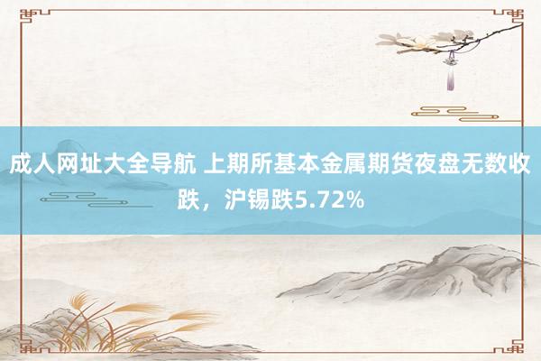成人网址大全导航 上期所基本金属期货夜盘无数收跌，沪锡跌5.72%